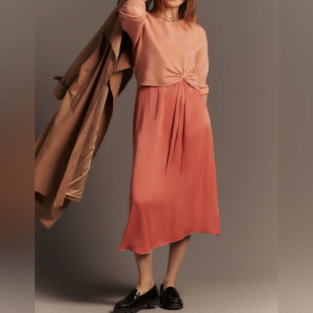 Anthropologie The Gemini Twofer Sweater + Dress Set Coral (NWT)